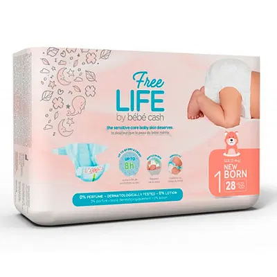FREELIFE BY BEBECASH PANNOLINI NEW BORN TAGLIA 1 2-4 KG GIROVITA 30-41 CM 28 PEZZI FREELIFE BY BEBECASH PANNOLINI NEW BORN TAGLIA 1 2-4 KG GIROVITA 30-41 CM 28 PEZZI