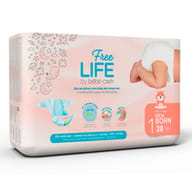 FREELIFE BY BEBECASH PANNOLINI NEW BORN TAGLIA 1 2-4 KG GIROVITA 30-41 CM 28 PEZZI
