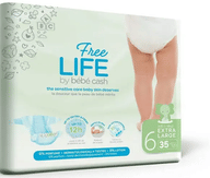 FREELIFE BY BEBECASH PANNOLINI XL TAGLIA 6 18 KG+ GIROVITA 47-64 CM 35 PEZZI