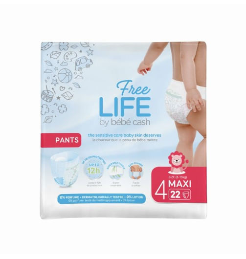 FREELIFE BY BEBECASH PANTS MAXI TAGLIA 4 8-15 KG GIROVITA FINO A 68 CM 22 PEZZI