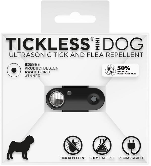 TICKLESS MINI DOG DISPOSITIVO ANTI PULCI E ANTI ZECCHE DA ULTRASUONI CON PRESA RICARICA USB COLORE BLACK