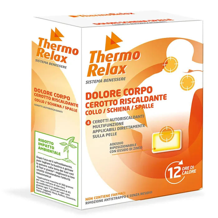 THERMORELAX CEROTTO AUTORISCALDANTE DOLORE CORPO COLLO/SCHIENA/SPALLE 4 PEZZI