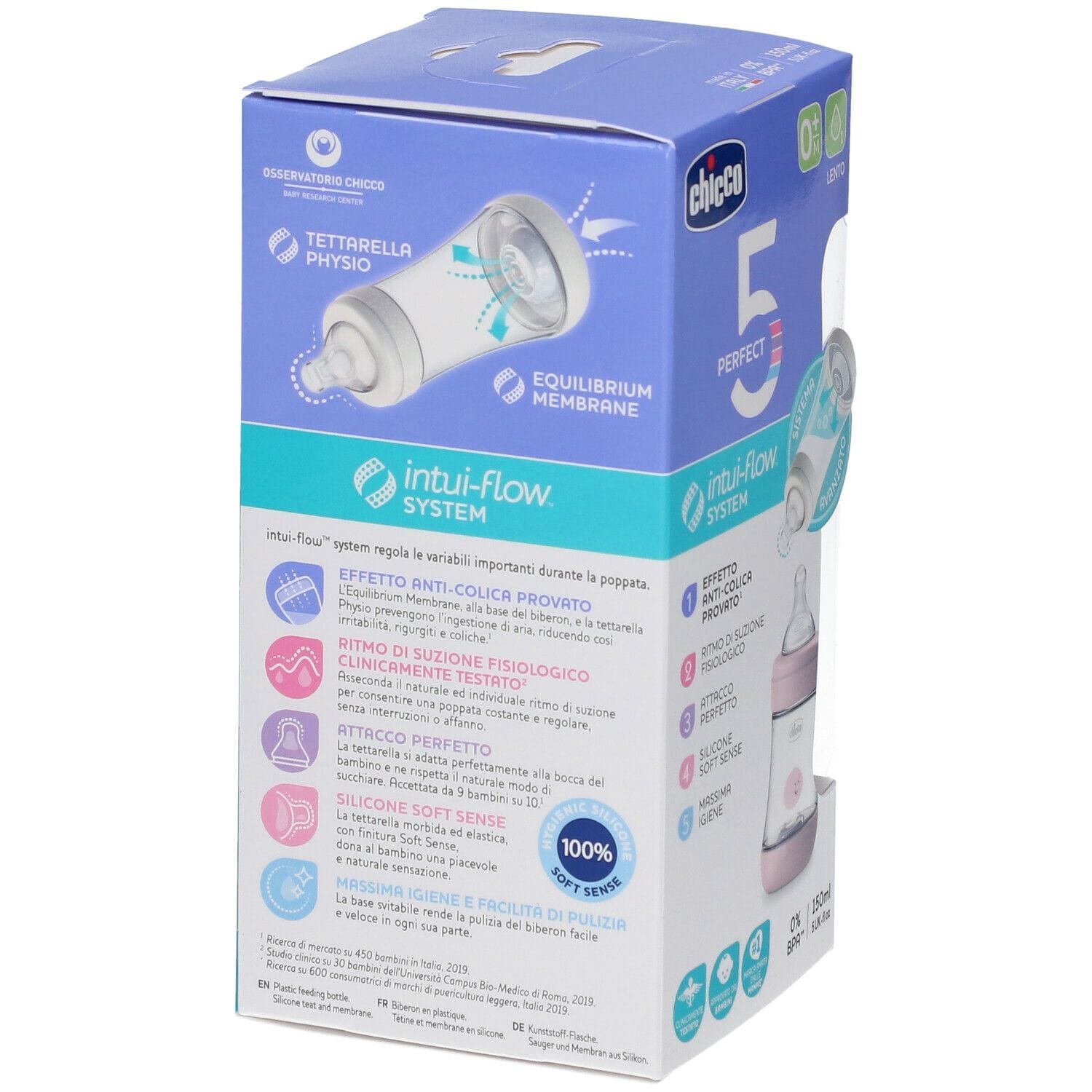 CHICCO BIBERON PERFECT 5 GIRL 150 ML IN SILICONE 1 FORO