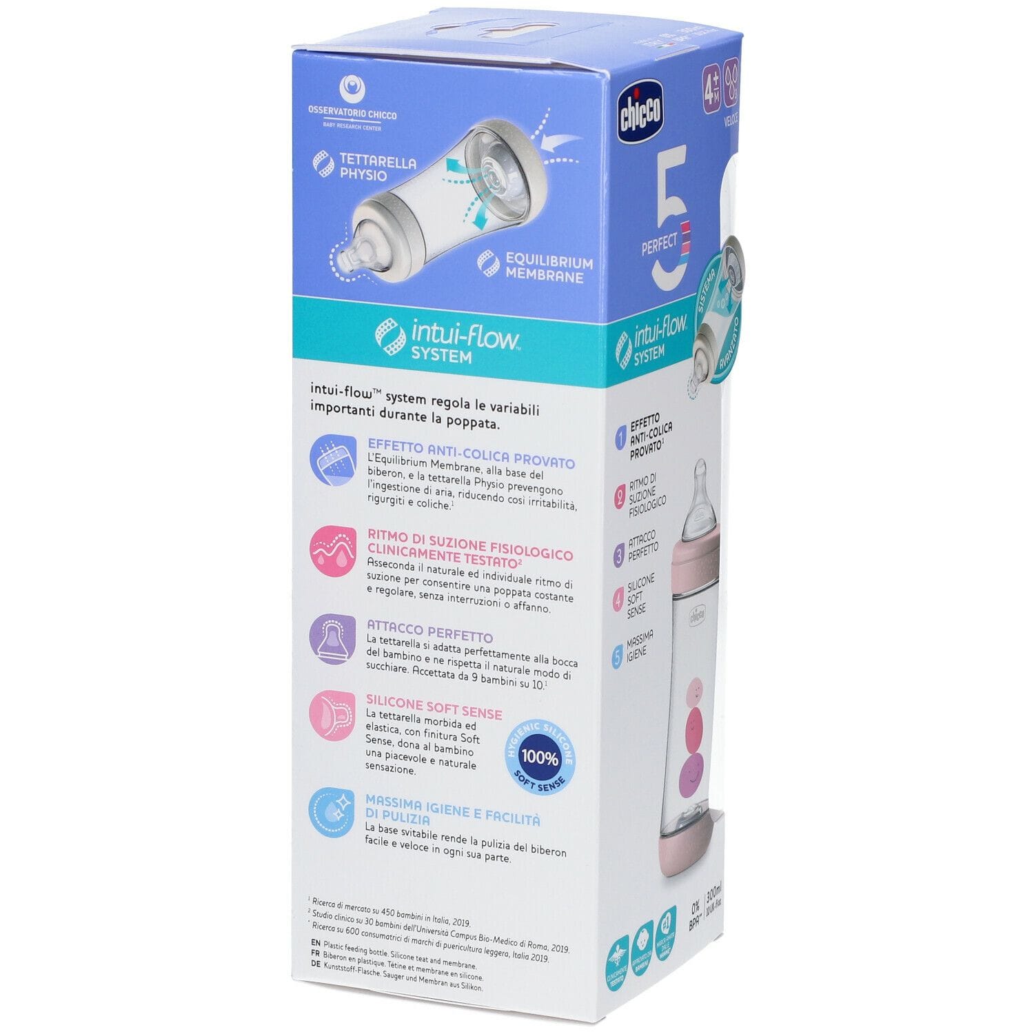 CHICCO BIBERON PERFECT 5 GIRL 300 ML IN SILICONE 3 FORI