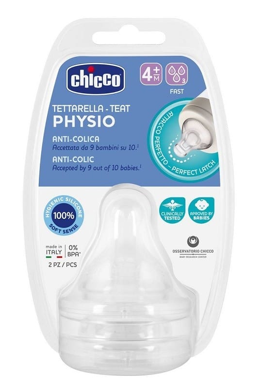 CHICCO TETTARELLA PERFECT 5 4M IN SILICONE 3 FORI 2 PEZZI