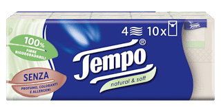 Tempo Fazzoletti Natural&Soft 10 Pezzi Da 9 Fazzoletti