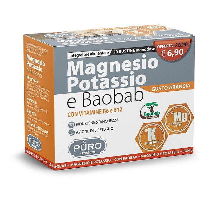 Puro Magnesio Potassio E Baobab 20 Bustine 4 G