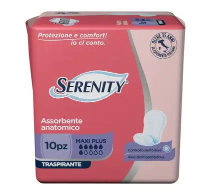 PANNOLONE SAGOMATO SERENITY ASSORBENTE ANATOMICO TRASPIRANTE MAXI PLUS 10 PEZZI PANNOLONE SAGOMATO SERENITY ASSORBENTE ANATOMICO TRASPIRANTE MAXI PLUS 10 PEZZI