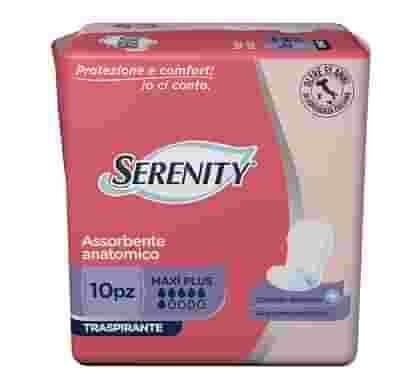 SERENITY ASSORBENTE ANATOMICO TRASPIRANTE MAXI PLUS 10 PEZZI