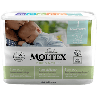 PANNOLINI MOLTEX PURE & NATURE NEW BORN 2-5 KG TAGLIA 1 22 PEZZI