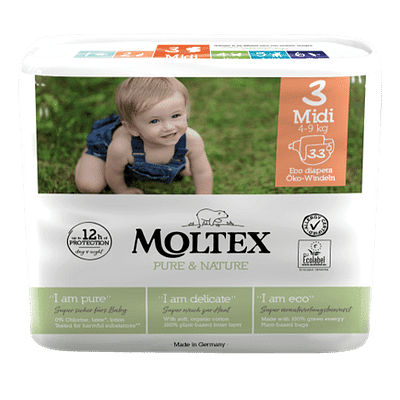 PANNOLINI MOLTEX PURE & NATURE MIDI 4-9 KG TAGLIA 3 33 PEZZI