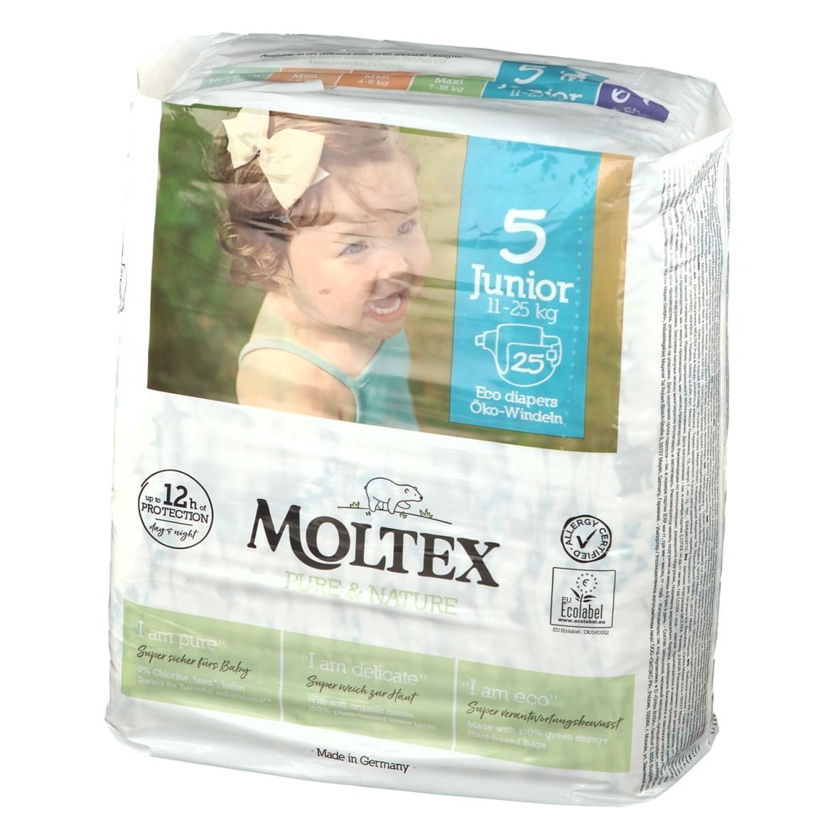 PANNOLINI MOLTEX PURE & NATURE JUNIOR 11-16 KG TAGLIA 5 25 PEZZI