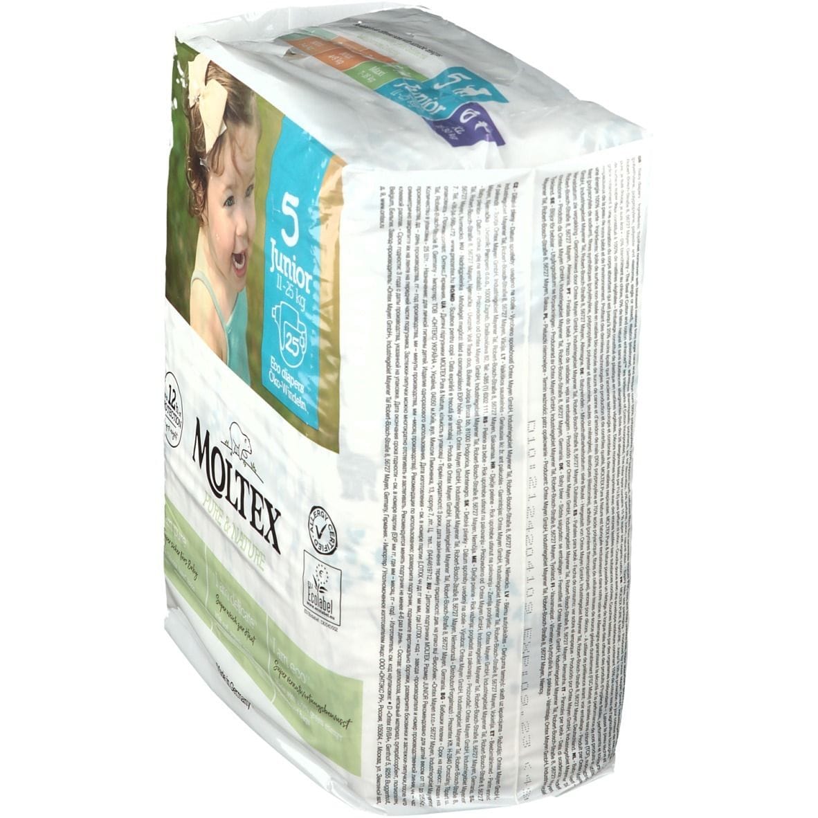 PANNOLINI MOLTEX PURE & NATURE JUNIOR 11-16 KG TAGLIA 5 25 PEZZI