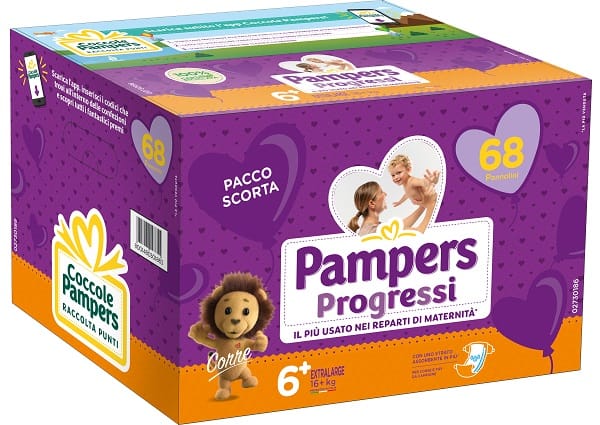 PANNOLINI QUADRIPACK PAMPERS PROGRESSI XL 68 PEZZI