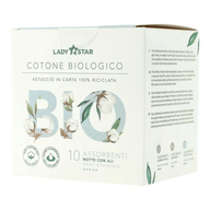 LADYSTAR ASSORBENTI ESTERNI 100% COTONE BIO NOTTE ALI 10 PEZZI