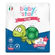 PANNOLINI BABYSTAR SLIM 4/9KG TAGLIA 3 MIDI 20 PEZZI
