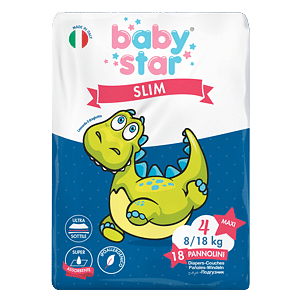 PANNOLINI BABYSTAR SLIM 8/18KG TAGLIA 4 MAXI 18 PEZZI