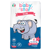 PANNOLINI BABYSTAR SLIM 16/30KG TAGLIA 6  EXTRA LARGE 14 PEZZI