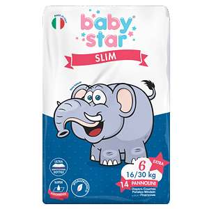 PANNOLINI BABYSTAR SLIM 16/30KG TAGLIA 6  EXTRA LARGE 14 PEZZI