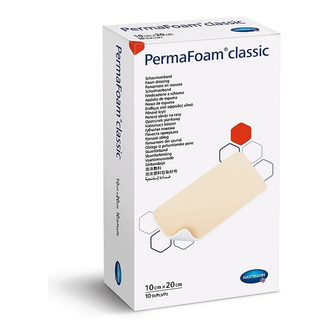 Permafoam Classic Medicazione In Schiuma Di Poliuretano Senza Bordi 20 X10 Cm 10 Pezzi