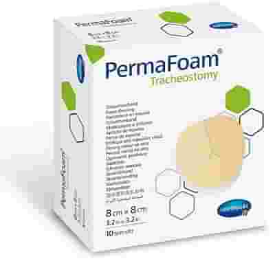 PERMAFOAM CLASSIC TRACHEOSTOMY NON-BORDER MEDICAZIONE IN SCHIUMA DI POLIURETANO SENZA BORDI 8X8CM 10 PEZZI