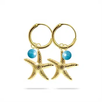 MJ POST 273 ORECCHINO CERCHIETTO ORO PENDENTE STELLA MARINA MJ POST 273 ORECCHINO CERCHIETTO ORO PENDENTE STELLA MARINA
