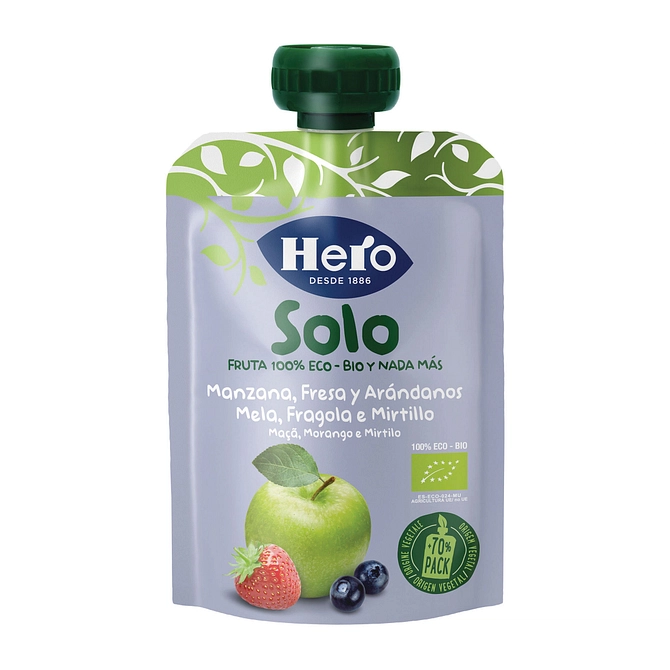 Hero Solo Frutta Frullata 100% Bio Mela Fragola Mirtillo 100 G