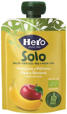 HERO SOLO FRUTTA FRULLATA 100% BIO MELA/BANANA 100 G HERO SOLO FRUTTA FRULLATA 100% BIO MELA/BANANA 100 G