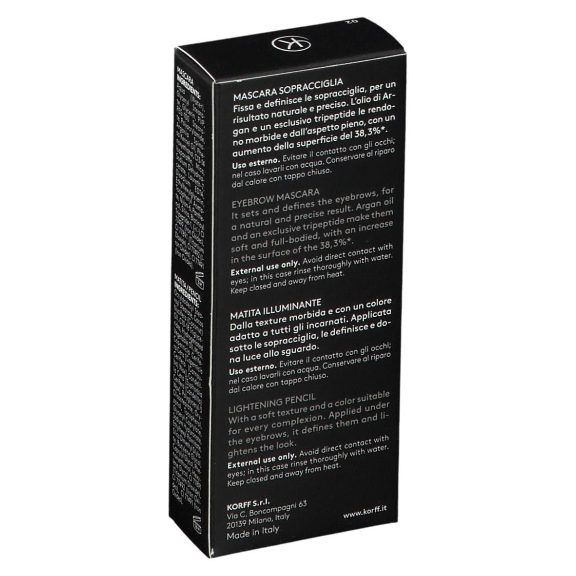 KORFF CURE MAKE UP KIT SOPRACCIGLIA CON MASCARA SOPRACCIGLIA 02 + MATITA ILLUMINANTE 02