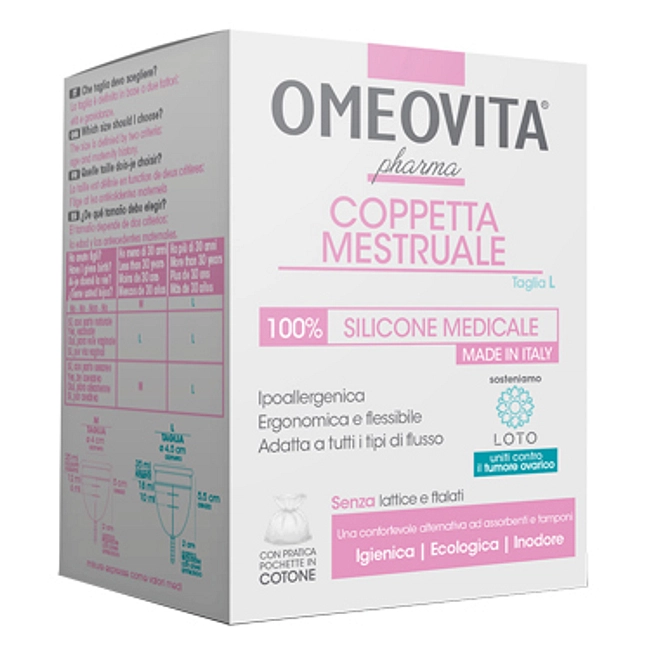 Coppetta Mestruale Omeovita Pharma Taglia Large + Sacchetto Cotone