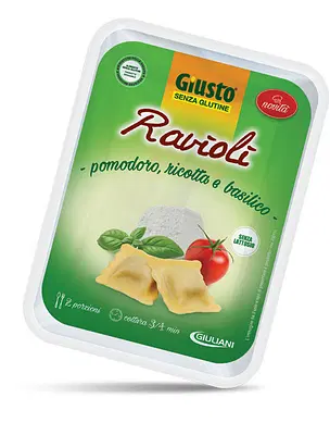 GIUSTO SENZA GLUTINE RAVIOLI POMODORO/RICOTTA/BASILICO 250 G GIUSTO SENZA GLUTINE RAVIOLI POMODORO/RICOTTA/BASILICO 250 G