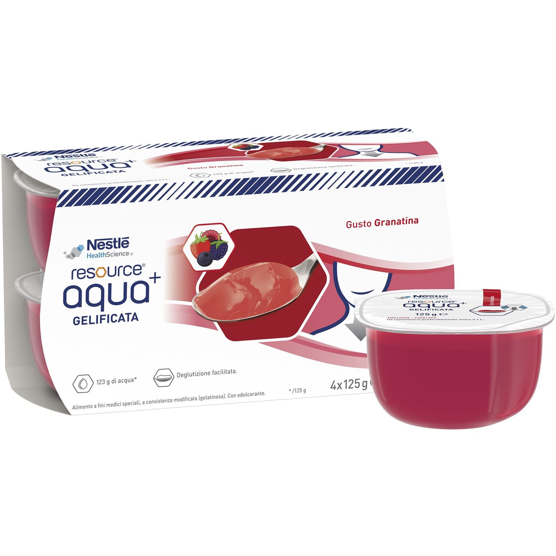 RESOURCE AQUA+ GELIFICATA GUSTO GRANATINA 4 VASETTI X 125 G