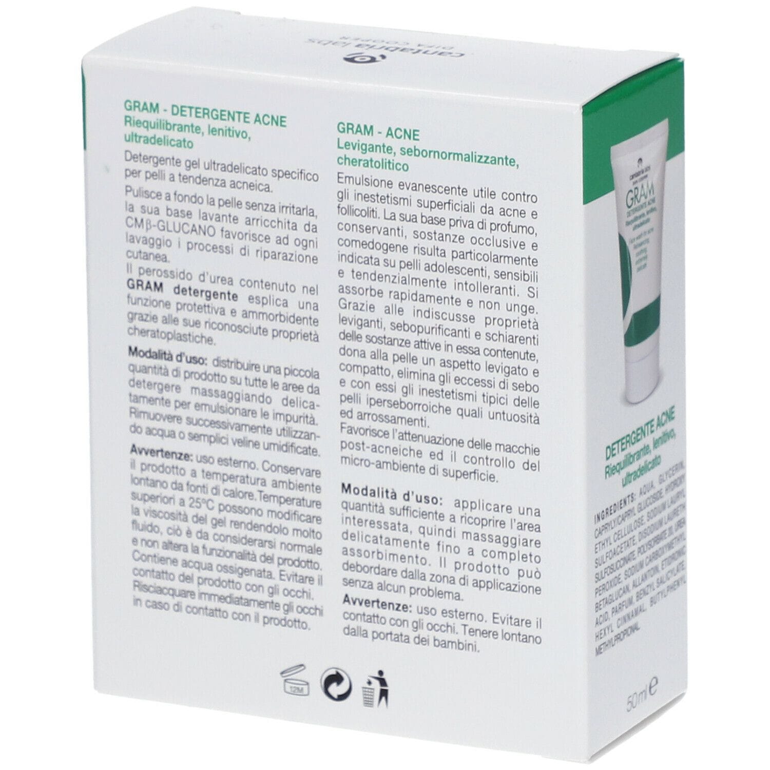 GRAM ZEROACNE 1 GRAM DETERGENTE 50 ML + 1 GRAM ACNE 50 ML