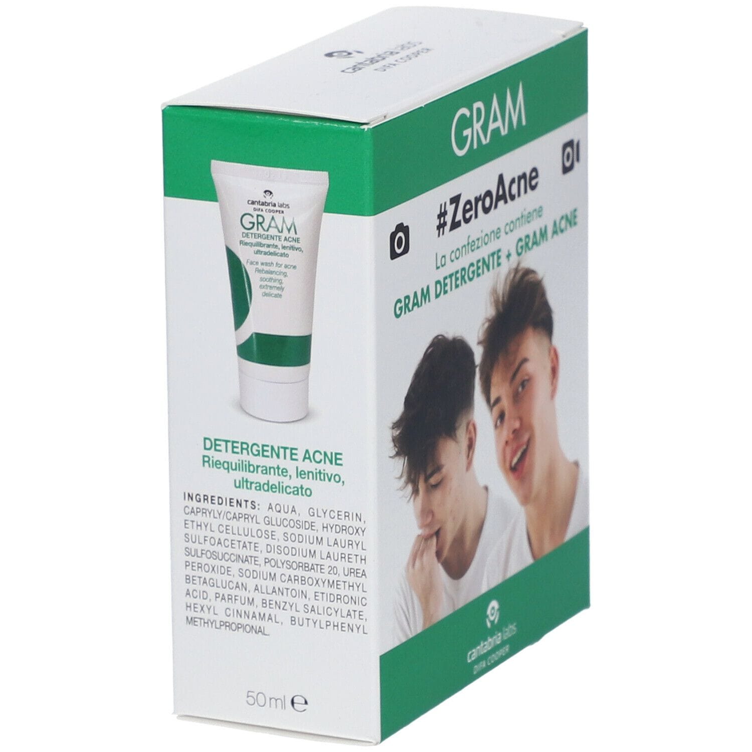 GRAM ZEROACNE 1 GRAM DETERGENTE 50 ML + 1 GRAM ACNE 50 ML