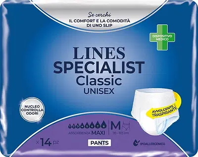 PANNOLONE A MUTANDA LINES SPECIALIST CLASSIC PANTS MAXI M 14 PEZZI PANNOLONE A MUTANDA LINES SPECIALIST CLASSIC PANTS MAXI M 14 PEZZI