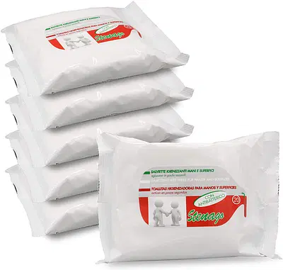 SALVIETTINE IGIENIZZANTI MANI/SUPERFICI CON ANTIBATTERICO 20 PEZZI SALVIETTINE IGIENIZZANTI MANI/SUPERFICI CON ANTIBATTERICO 20 PEZZI