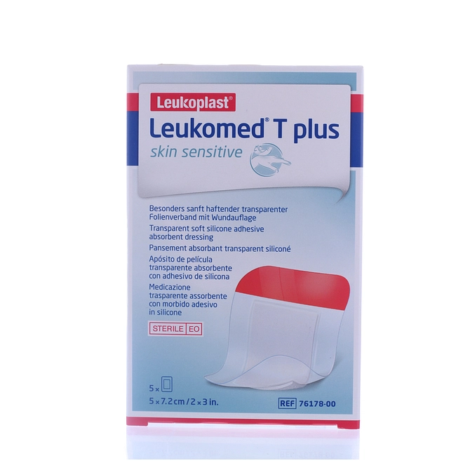 Leukomed T Plus Skin Sensitive Medicazione Post Operatoria Trasparente Impermeabile Con Massa Adesiva Al Silicone 5 X7,2 Cm 5 Pezzi