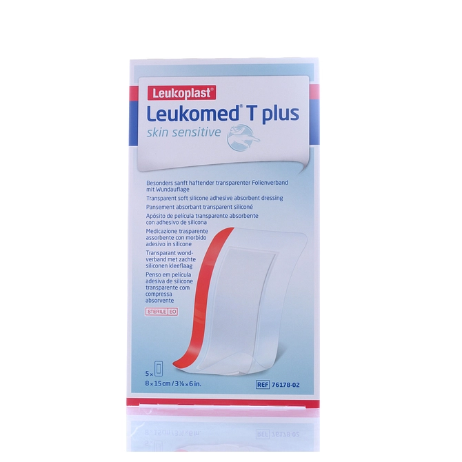 Leukomed T Plus Skin Sensitive Medicazione Post Operatoria Trasparente Impermeabile Con Massa Adesiva Al Silicone 8 X15 Cm 5 Pezzi