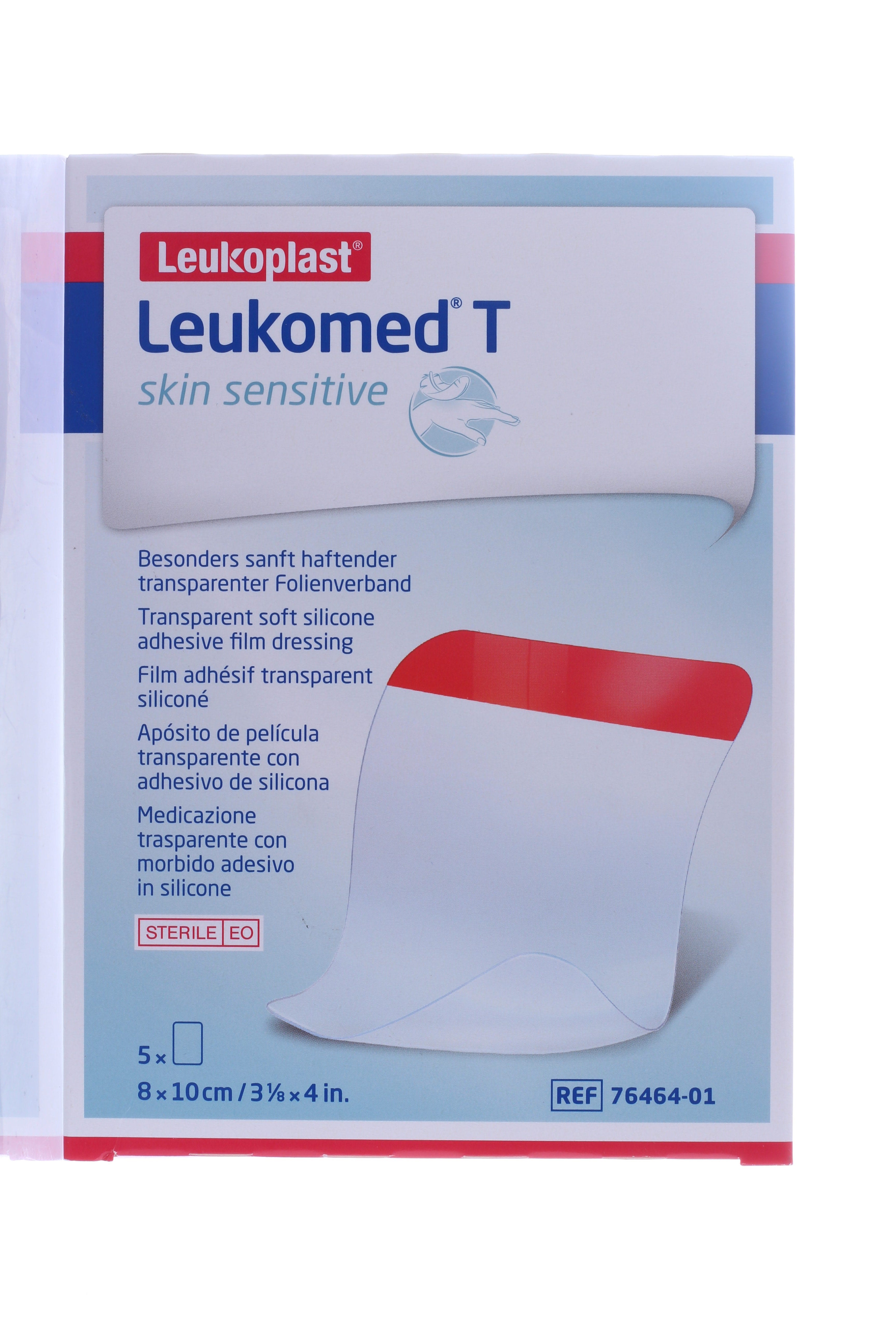 MEDICAZIONE POST-OPERATORIA LEUKOMED T PLUS SKIN SENSITIVE TRASPARENTE MPERMEABILE CON MASSA ADESIVA AL SILICONE 8X10CM 5 PEZZI