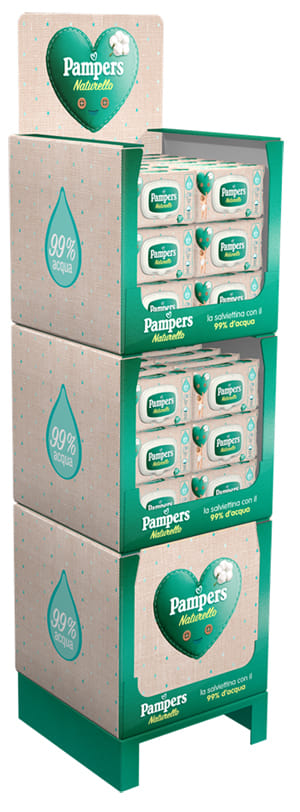 CASSA DISPLAY WIPES PAMPERS PROTEZIONE PURA NATURELLO 52 PEZZI