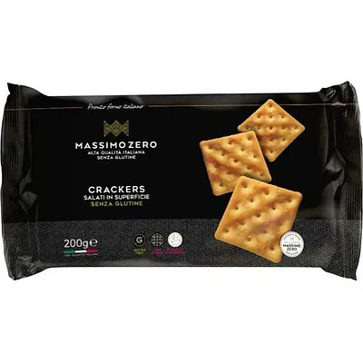 MASSIMO ZERO CRACKERS SALATI IN SUPERFICIE 200 G MASSIMO ZERO CRACKERS SALATI IN SUPERFICIE 200 G