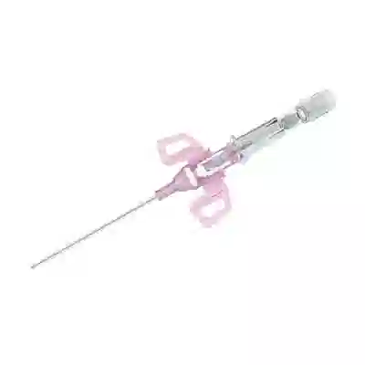 AGO CANNULA A DUE VIE 22 GAUGE 0,9X25MM IN ACCIAIO INOX CON SILICONATURA ESTERNA, TAPPO LUER LOCK E ALETTE LATERALI COLORE BLU 50 PEZZI