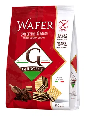 WAFER CON CREMA AL CACAO 250 G WAFER CON CREMA AL CACAO 250 G