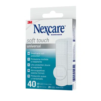 CEROTTO PREPARATO NEXCARE SOFT TOUCH UNIVERSAL 3 MISURE 20 CEROTTI 19X72MM + 10 CEROTTI 25X72MM + 10 CEROTTI TONDI 22,5 MM CEROTTO PREPARATO NEXCARE SOFT TOUCH UNIVERSAL 3 MISURE 20 CEROTTI 19X72MM + 10 CEROTTI 25X72MM + 10 CEROTTI TONDI 22,5 MM