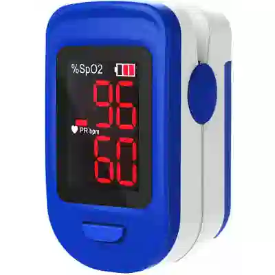 PULSOSSIMETRO A DITO CON INTERNO IN SILICONE DIMENSIONI 58X32X34 MM PESO 50 G DISPLAY A LED