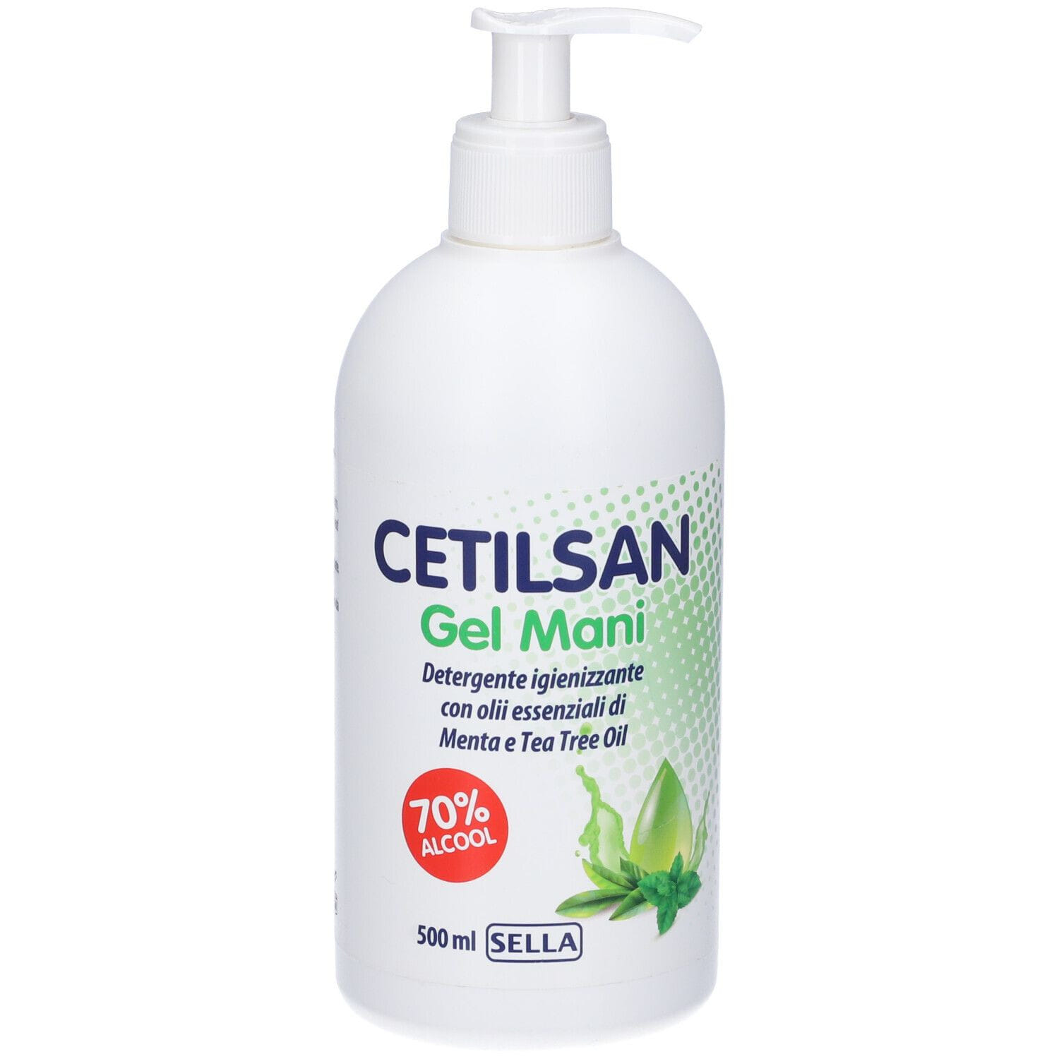 CETILSAN GEL MANI DETERGENTE IGIENIZZANTE OLII ESSENZIALI MENTA E TEA TREE OIL 500 ML
