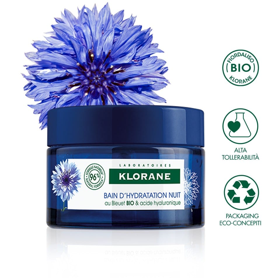 Klorane Crema Idratante Notte Fiordaliso Acido Ialuronico 50 Ml