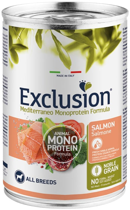 EXCLUSION MEDITERRANEO MONOPROTEIN NOBLE GRAIN ADULT SALMON ALL BREEDS 400G