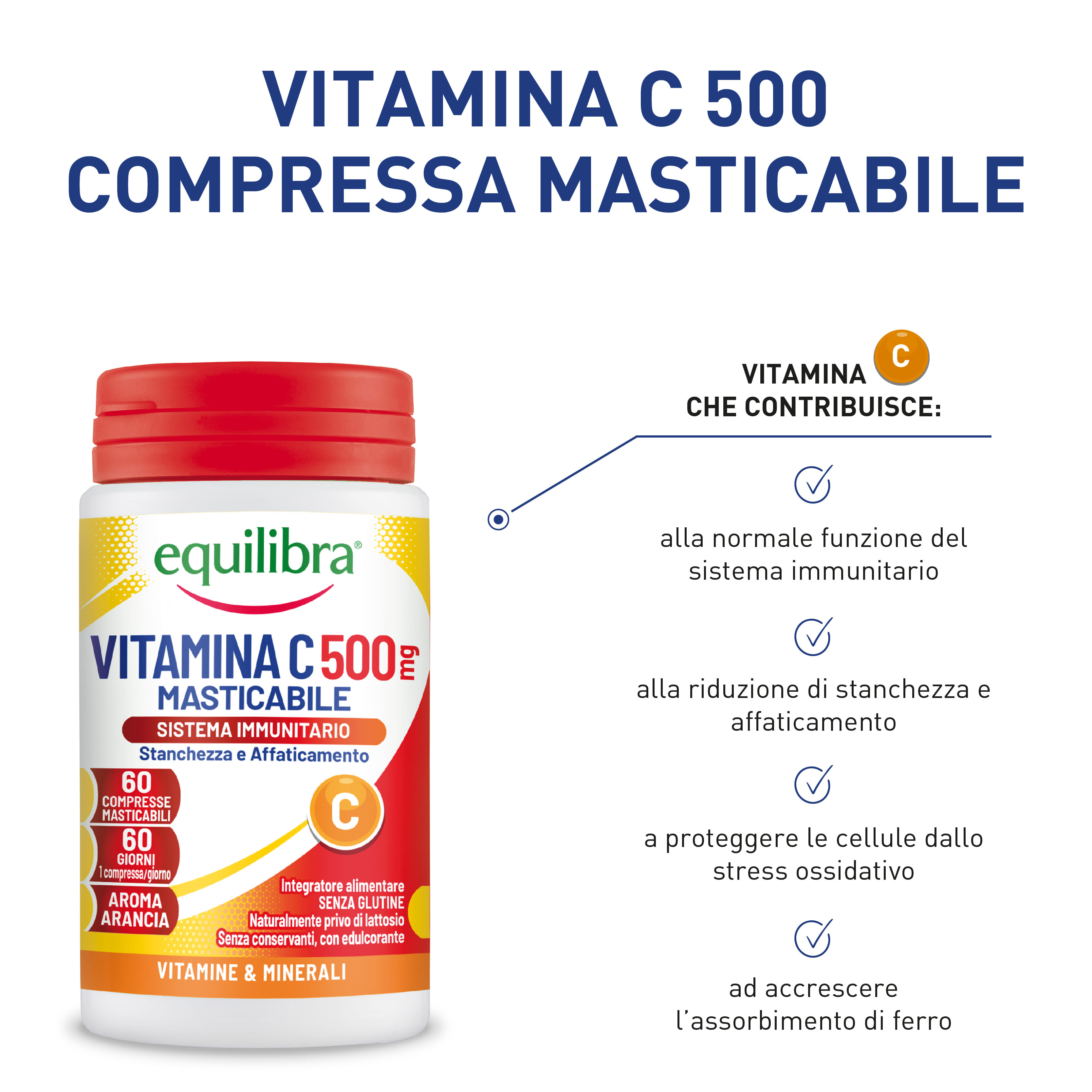 VITAMINA C 500MG MASTICABILE SISTEMA IMMUNITARIO 60 COMPRESSE