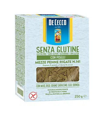 DE CECCO MEZZE PENNE RIGATE N141 CON PISELLI 250 G DE CECCO MEZZE PENNE RIGATE N141 CON PISELLI 250 G